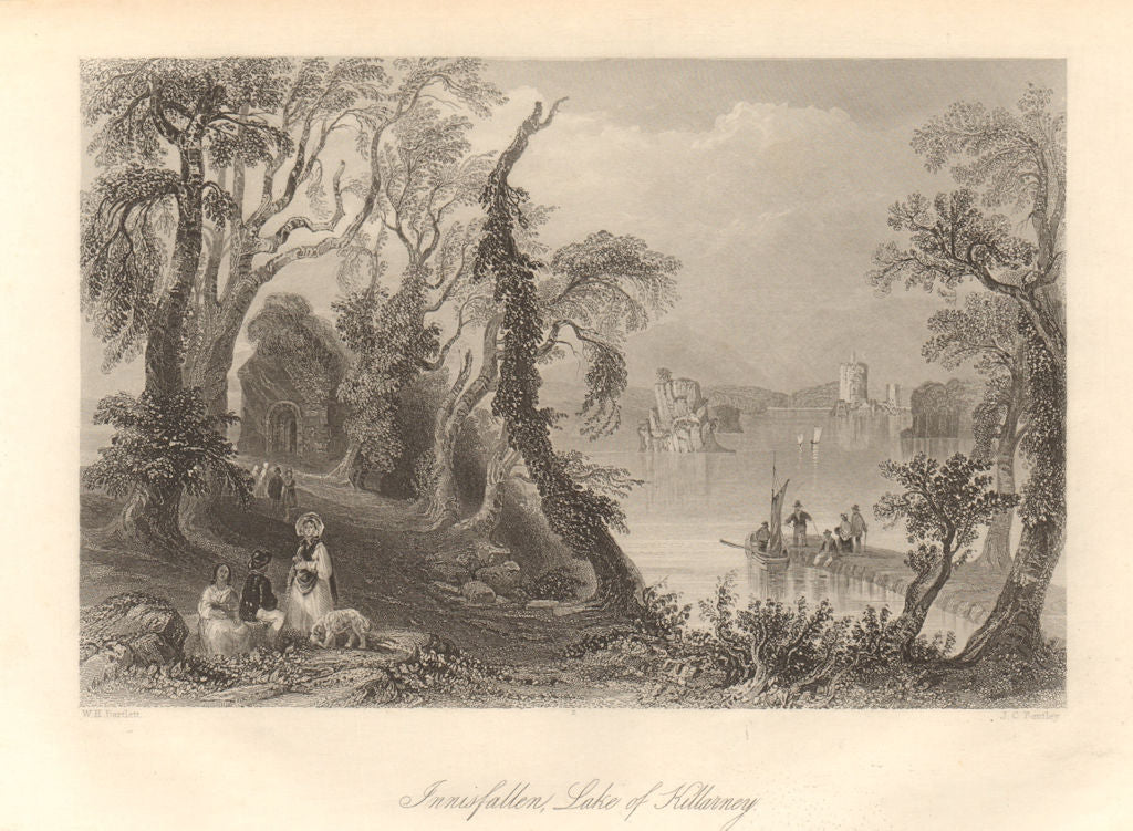 Innisfallen island, Lake of Killarney. Ireland 1843 old antique print picture